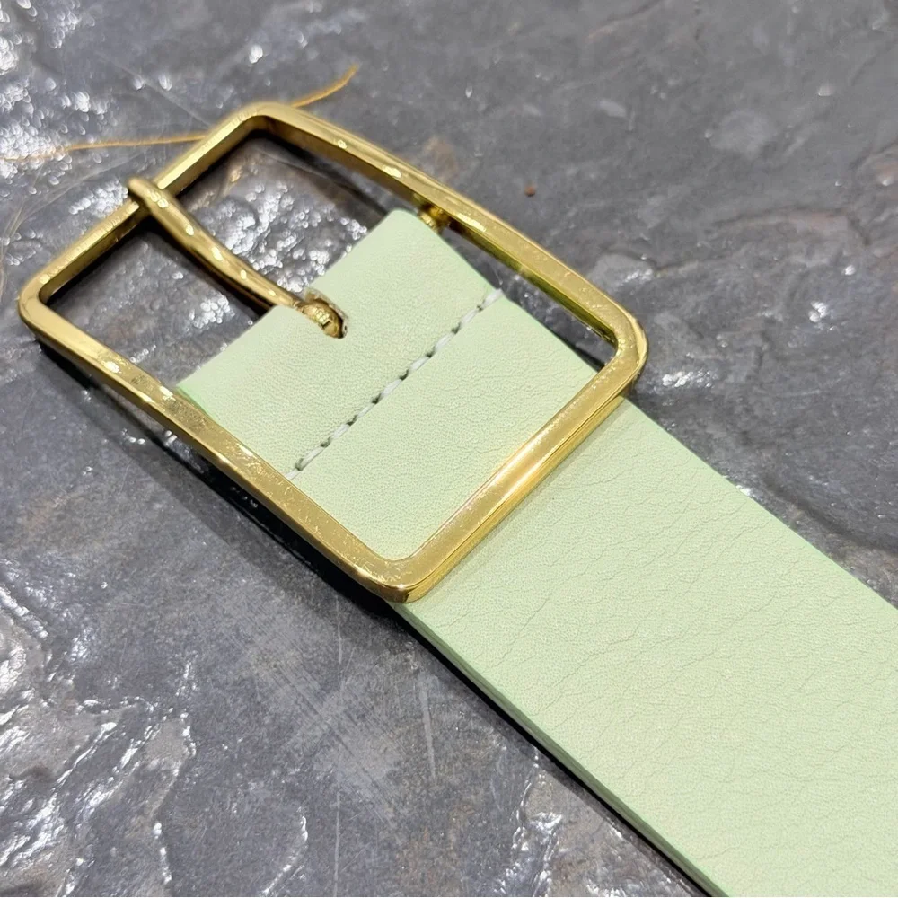 B-Low The Belt Mint Green Leather Belt Gold Hardware Small